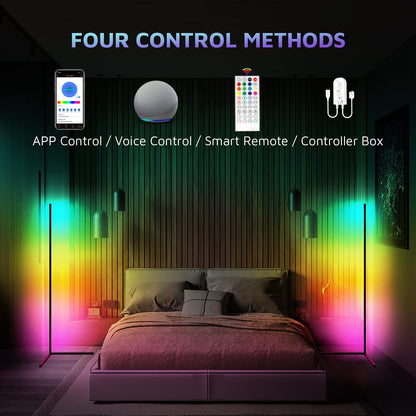 Living Room Corner Floor Lamp | 150 Tuya LED Smart | RGB Mood Light for Bedroom - Radiance Light